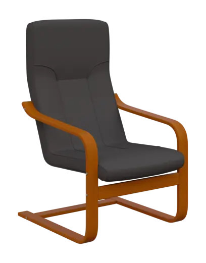 BO - 1 křeslo, dřevěná kostra, moření třešeň, látka BORA 26, tm. šedý melír